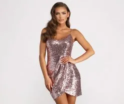 Windsor. Nikita Formal Sequin Wrap Mini Dress