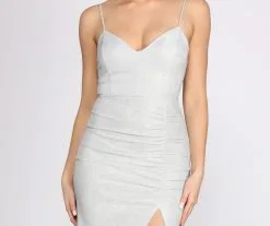 Windsor. Georgina Metallic Ruched Midi Dress -Bridal Dresses popular shop 05001 0368 3