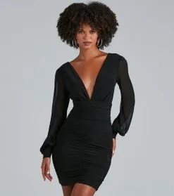 Windsor. Amaria Formal Ruched Chiffon Mini Dress