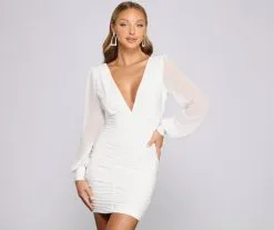 Windsor. Amaria Formal Ruched Chiffon Mini Dress -Bridal Dresses popular shop 05001 0613 1