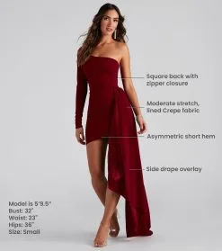 Windsor. Emily One-Shoulder Pleated Asymmetric Mini Dress -Bridal Dresses popular shop 05001 0618 9