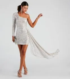 Windsor. Talulla Formal One-Shoulder Sequin Mini Dress