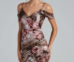 Windsor. Peyton Satin Floral Asymmetric Mini Dress -Bridal Dresses popular shop 05001 0789 3