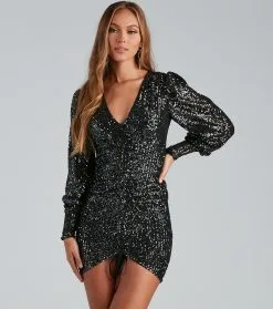 Windsor. Steff Sequin Ruched Party Dress