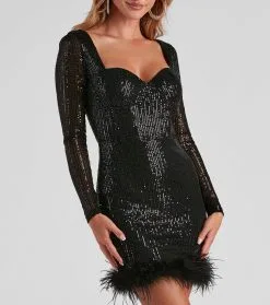 Windsor. Jayla Long Sleeve Sequin Feather Mini Dress -Bridal Dresses popular shop 05001 1032 4 e5ba8ba3 14ff 4056 8315 4fa5854bbec8