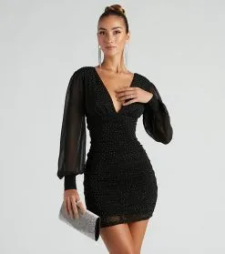 Windsor. Alicia Mesh Rhinestone Party Dress