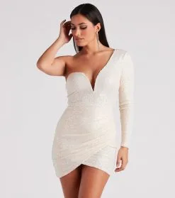 Windsor. Miley Sequin One Shoulder Dress