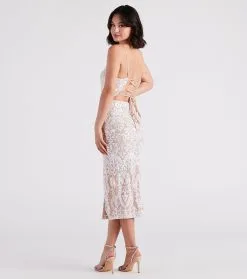 Windsor. Roxanne Formal Sequin Lace-Up Midi Dress -Bridal Dresses popular shop 05001 1348 2