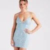 Windsor. Alexa Rhinestone Lace-Up Party Dress