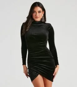 Windsor. Phoebe Velvet Mock Neck Mini Dress