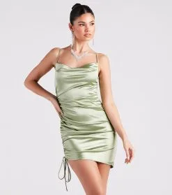 Windsor. Kristy Satin Cowl Neck Party Dress