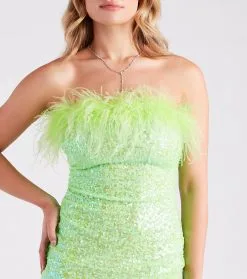 Windsor. Mae Strapless Feather Sequin Party Dress -Bridal Dresses popular shop 05001 1484 4