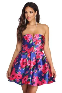 Windsor. Nancy Floral Satin Party Dress