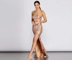 Windsor. Ines Strapless Sequin Slit Gown -Bridal Dresses popular shop 05002 0083 3