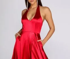 Windsor. Hazel Formal Halter Satin Dress -Bridal Dresses popular shop 05002 0214 4