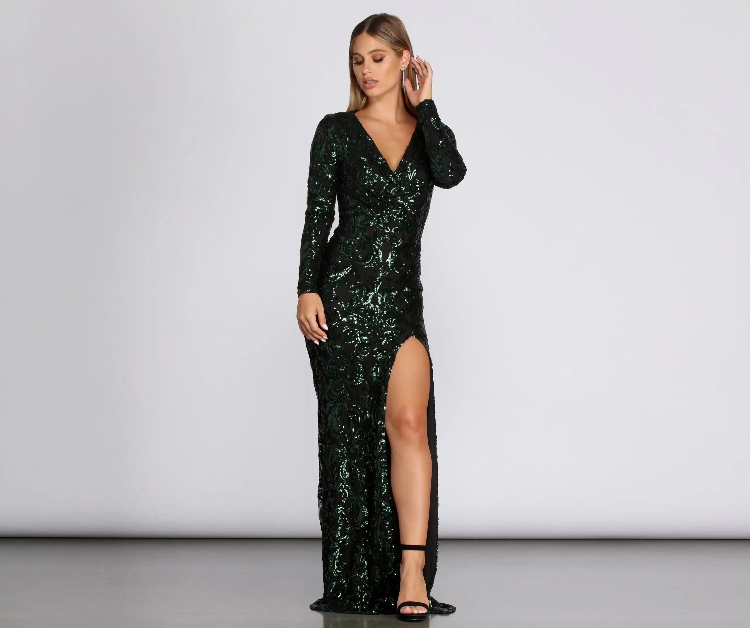 Windsor. Kendall Formal High Slit Sequin Dress 3 Windsor. Kendall Formal High Slit Sequin Dress