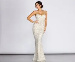 Windsor. Odessa Sequin Mesh Evening Gown