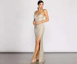 Windsor. Callie Sequin Lattice Back Dress