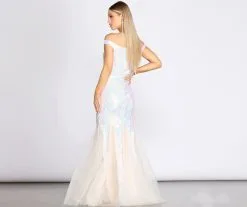 Windsor. Andrina Iridescent Sequin & Tulle Off Shoulder Mermaid Dress -Bridal Dresses popular shop 05002 0568 2