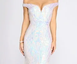 Windsor. Andrina Iridescent Sequin & Tulle Off Shoulder Mermaid Dress -Bridal Dresses popular shop 05002 0568 3
