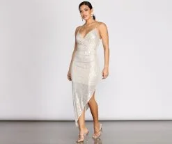 Windsor. Miley Asymmetric Sequin Midi Dress -Bridal Dresses popular shop 05002 0620 4