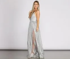 Windsor. Janica Plunging Glitter A-Line Dress -Bridal Dresses popular shop 05002 0623 3