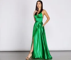 Windsor. Evalina Satin Lace Up Back A-Line Dress -Bridal Dresses popular shop 05002 0631 3