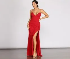 Windsor. Emmy Crepe Ruched Wrap Dress