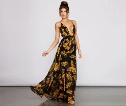 Windsor. Aubrielle Formal Floral Chiffon A-Line Dress