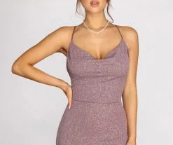 Windsor. Nivea Mauve Glitter Cowl Neck Evening Gown -Bridal Dresses popular shop 05002 0733 3