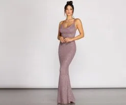 Windsor. Nivea Mauve Glitter Cowl Neck Evening Gown -Bridal Dresses popular shop 05002 0733 4