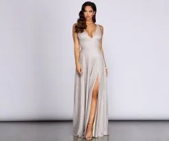 Windsor. Marie-Anne Glitter High Slit Dress