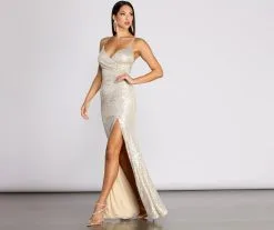 Windsor. Kairi Cross Back High Slit Sequin Dress -Bridal Dresses popular shop 05002 0827 3