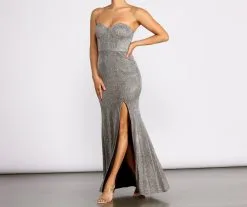 Windsor. Miranda Strapless High Slit Formal Dress