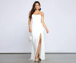 Windsor. Jacklyn Crepe And Chiffon High Slit Formal Dress -Bridal Dresses popular shop 05002 1223 3