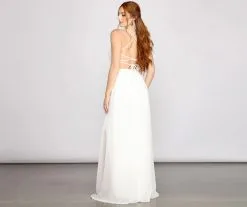 Windsor. Jacklyn Crepe And Chiffon High Slit Formal Dress -Bridal Dresses popular shop 05002 1223 7