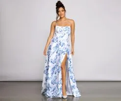 Windsor. Lindsey Formal Floral High-Slit Dress