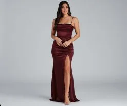 Windsor. Nemi Formal High Slit Ruched Dress