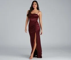 Windsor. Nemi Formal High Slit Ruched Dress -Bridal Dresses popular shop 05002 1294 4 03120c91 69f8 4df6 8b08 038e722aff3f