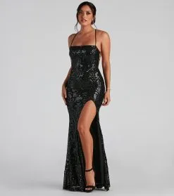 Windsor. Azalea Formal High Slit Sequin Dress