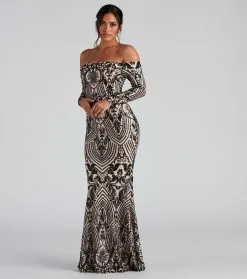Windsor. Paityn Formal Off-The-Shoulder Sequin Dress 14 Windsor. Paityn Formal Off-The-Shoulder Sequin Dress -Bridal Dresses popular shop 05002 1411 1