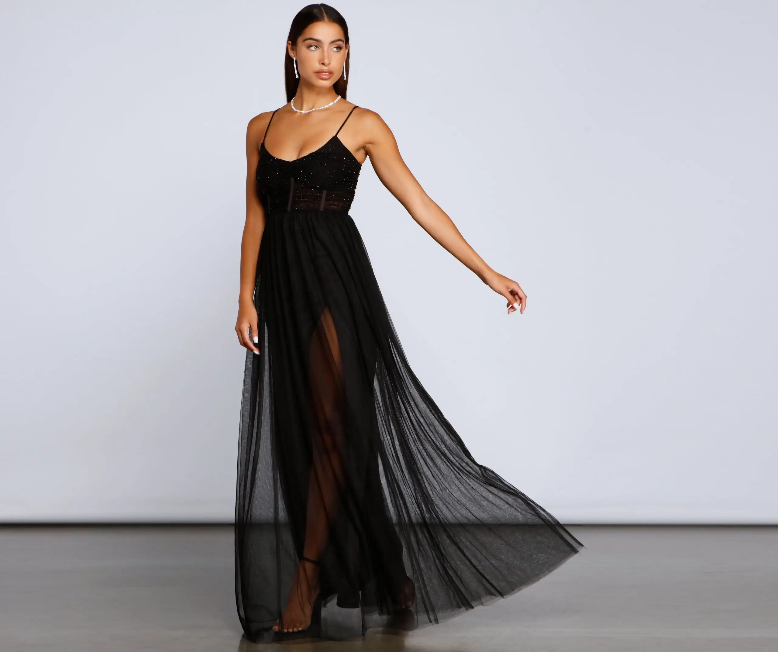 Windsor. Rachel Rhinestone Mesh Formal Dress 3 Windsor. Rachel Rhinestone Mesh Formal Dress