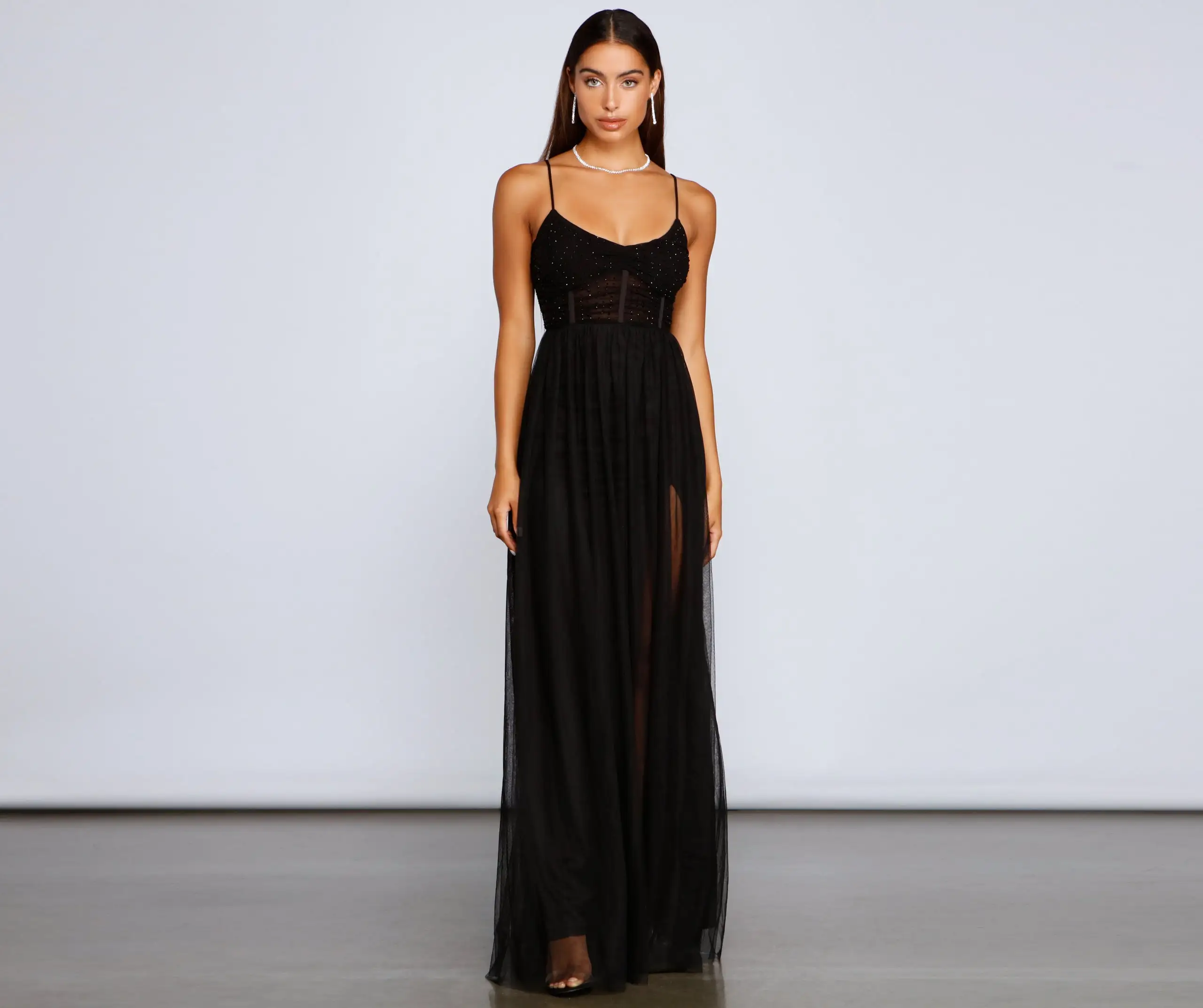 Windsor. Rachel Rhinestone Mesh Formal Dress 5 Windsor. Rachel Rhinestone Mesh Formal Dress - Image 3