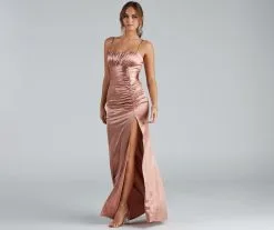 Windsor. Brooklyn Satin Ruched Formal Dress