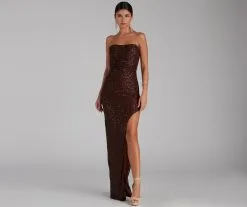 Windsor. Sorella Sequin Wrap Slit Formal Dress -Bridal Dresses popular shop 05002 1940 4