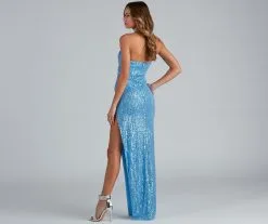 Windsor. Sorella Sequin Wrap Slit Formal Dress -Bridal Dresses popular shop 05002 1941 2