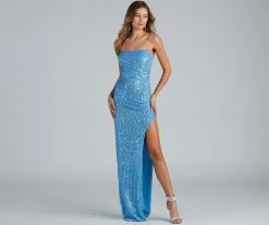Windsor. Sorella Sequin Wrap Slit Formal Dress -Bridal Dresses popular shop 05002 1941 4
