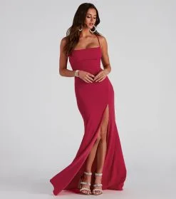 Windsor. Tabitha Formal High Slit Crepe Dress