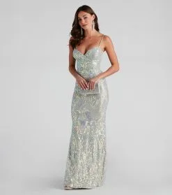 Windsor. Teagan Sequin Slim-Fit Formal Dress