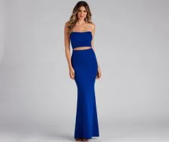Windsor. Lolinda Formal Crepe Cutout Long Dress